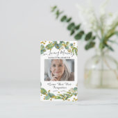 植物緑色写真葬式祈りの言葉カード 名刺 (スタンド正面)