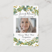 植物緑色写真葬式祈りの言葉カード 名刺 (正面)