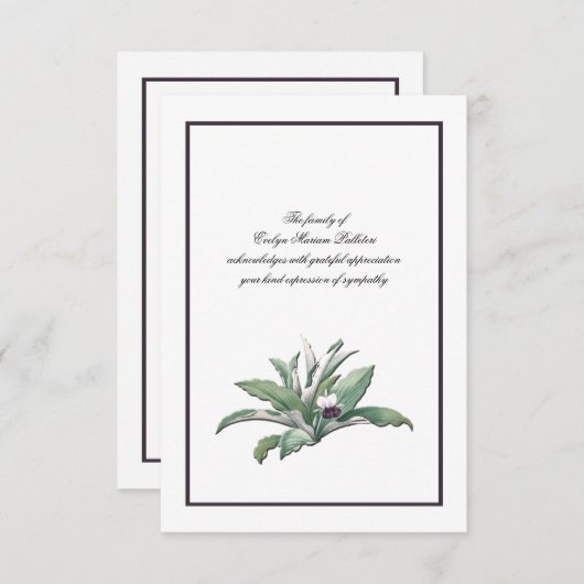 植物自然悔やみや弔慰サンキューカード 招待状 (正面/裏面)