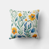 植物色数々の水彩花模様 クッション (裏面)