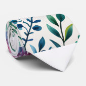 植物色数々の水彩花模様 ネクタイ (ロール)