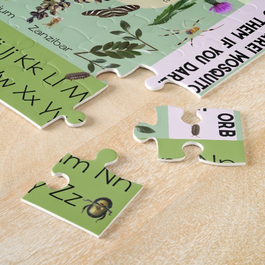 植物花とバグABCアルファベットパズル ジグソーパズル (側面)