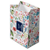 植物花と葉、かわいいパタカラフルーン ミディアムペーパーバッグ (正面アングル)