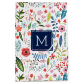 植物花と葉、かわいいパタカラフルーン ミディアムペーパーバッグ (正面)