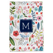 植物花と葉、かわいいパタカラフルーン ミディアムペーパーバッグ (裏面)