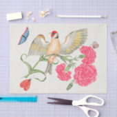 植物花と鳥ティッシュペーパー 薄葉紙 (クラフト)