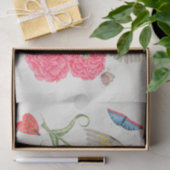 植物花と鳥ティッシュペーパー 薄葉紙 (ギフト)