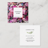 植物花の背景付き名刺。 スクエア名刺 (正面/裏面)