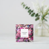 植物花の背景付き名刺。 スクエア名刺 (スタンド正面)