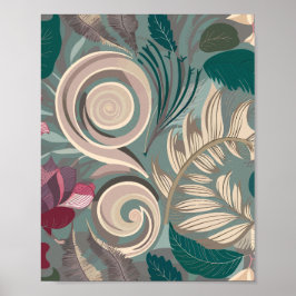 植物花エレガント柄 ポスター