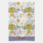 植物花カラフル柄パーソナライズされた キッチンタオル (縦)