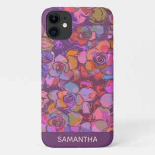 植物花パープルフローラパーソナライズされた芸術 iPhone 11 ケース