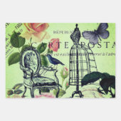 植物花フランスのヴィンテージエッフェル塔 ラッピングペーパーシート (正面2)