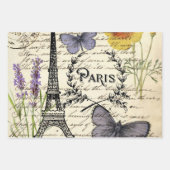 植物花フランスのヴィンテージエッフェル塔 ラッピングペーパーシート (正面)