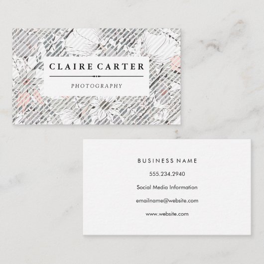 植物花フローラ対角ストライプ花 名刺 (正面/裏面)