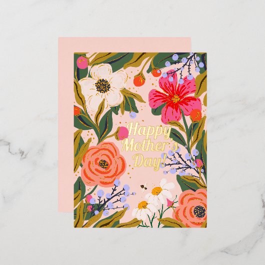 植物花ママの挨拶 箔シーズンポストカード (正面/裏面)