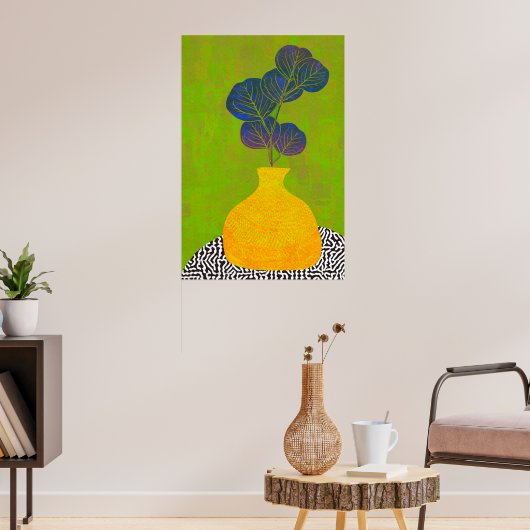 植物花モダン瓶静置 ポスター (リビング3)