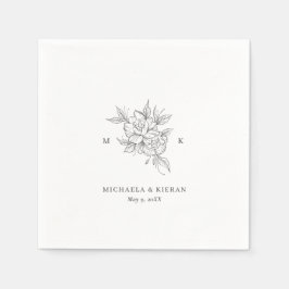 植物花モノグラム結婚ズ スタンダードカクテルナプキン