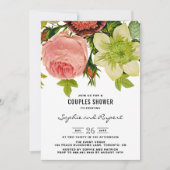 植物花ヴィンテージカップルのシャワー 招待状 (正面)