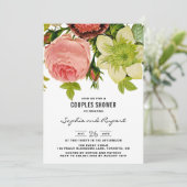 植物花ヴィンテージカップルのシャワー 招待状 (スタンド正面)