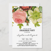 植物花ヴィンテージ婚約パーティ 招待状 (正面)