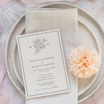 植物花伝統的モノグラム結婚ズ