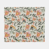 植物花柄 フリースブランケット (正面(横))