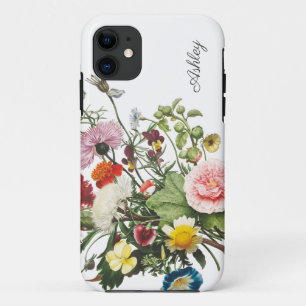 植物花水彩名前をカスタムする iPhone 11 ケース