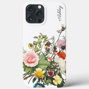 植物花水彩名前をカスタムする iPhone 13 PRO MAXケース