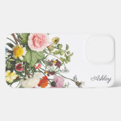 植物花水彩名前をカスタムする iPhoneケース (裏面横)