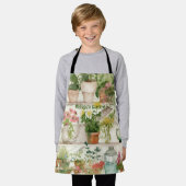 植物花瓶庭園植物水彩 エプロン (着用した状態)