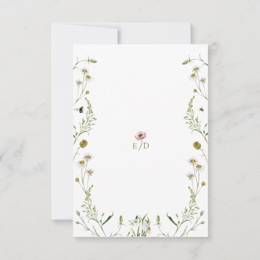 植物花素朴ハチ結婚式招待状 招待状 (裏面)