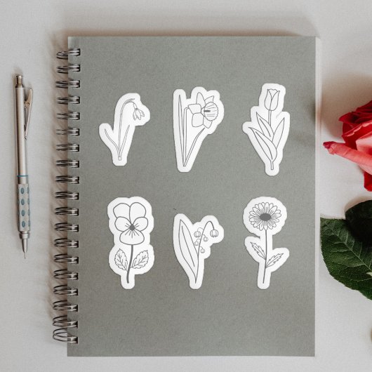 植物花線芸術ステッカーセット シール