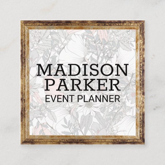 植物花 |アンティーク枠 スクエア名刺 (正面)