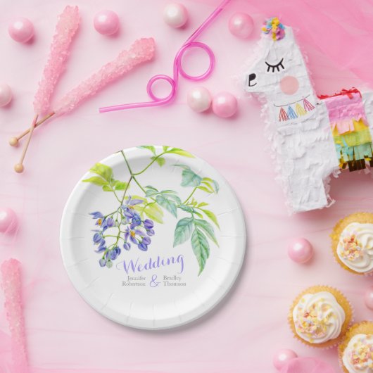 植物芸術パープル結婚の紙プレート ペーパープレート (パーティー)