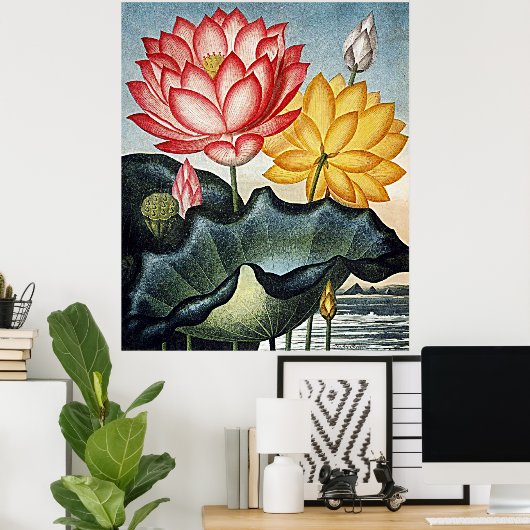 植物芸術寺植物植物学院のフローラエジプトウォーターリリー ポスター (ホームオフィス)