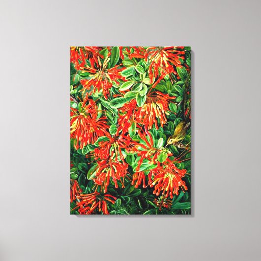 植物芸術：チリのバーニングブッシュとEmuウォレン キャンバスプリント (正面)