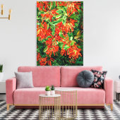 植物芸術：チリのバーニングブッシュとEmuウォレン キャンバスプリント (インサイチュ (リビング))