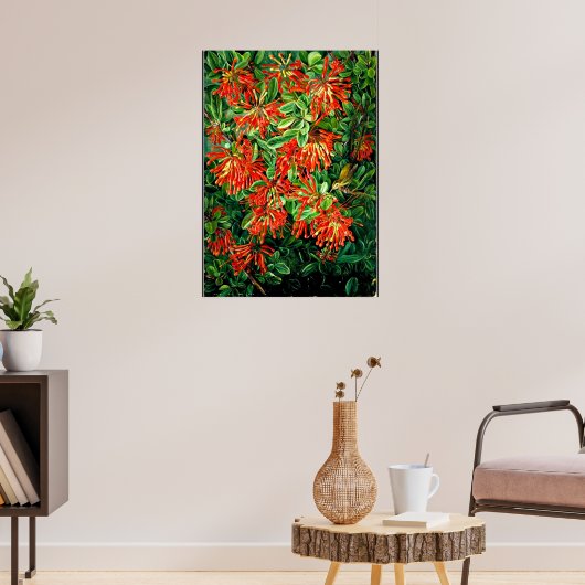 植物芸術：チリのバーニングブッシュとEmuウォレン ポスター (リビング3)