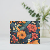 植物芸術、美しい花の柄 ポストカード (スタンド正面)