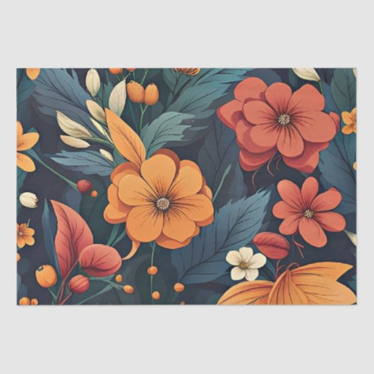 植物芸術、美しい花の柄 薄葉紙 (正面)