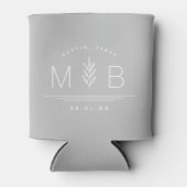 植物茎結婚モノグラム |グレー 缶クーラー (正面)