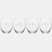 植物茎結婚モノグラム ステムなしワイングラス (正面)