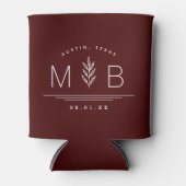 植物茎結婚モノグラム | Burgundy 缶クーラー (正面)