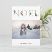 植物装飾のノエル フラット ホリデー フォト カード (スタンド正面)