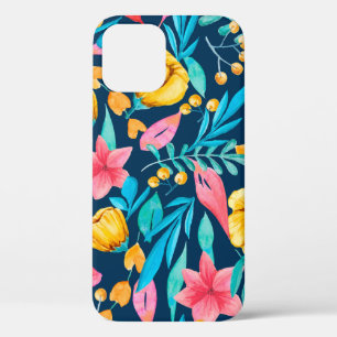 植物要素を含むシームレスなパターン。ウォーターコル iPhone 12ケース