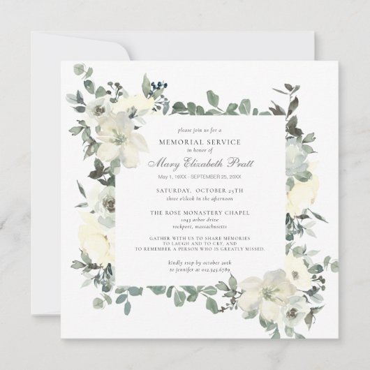 植物記念エレガントサービス白フローラ 招待状 (正面)