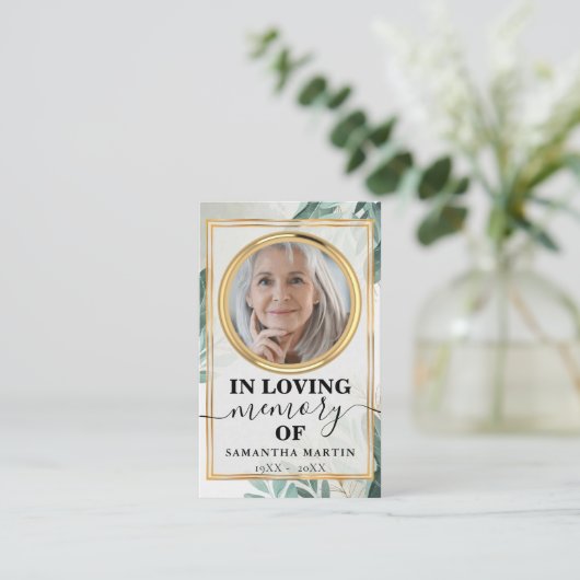 植物記念エレガント祈りの言葉フォトカード 名刺 (スタンド正面)