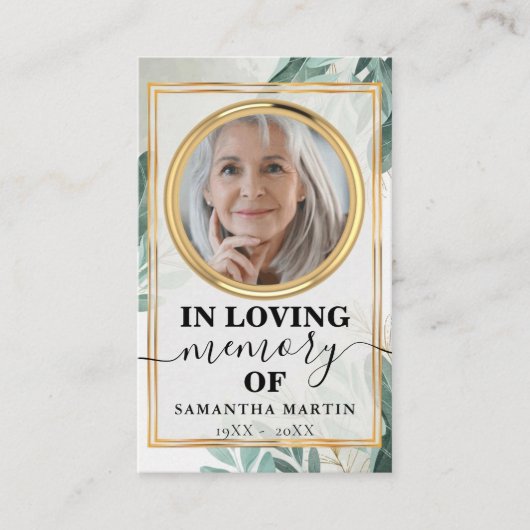 植物記念エレガント祈りの言葉フォトカード 名刺 (正面)