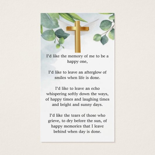 植物記念ミニマル葬式のしおり (裏面)